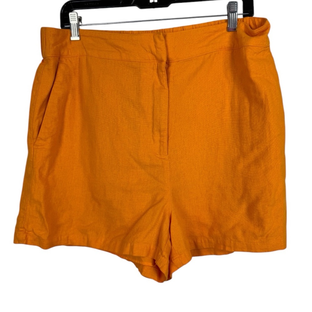 Bar III Orange Linen blend high waisted shorts sz L